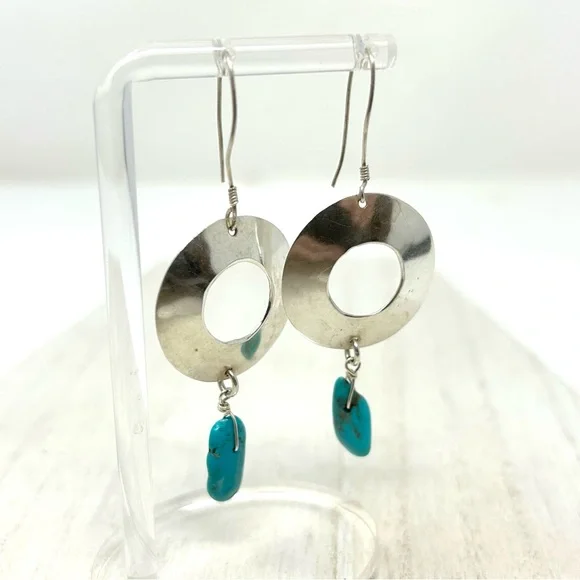 Sterling silver, turquoise bead dangle earrings